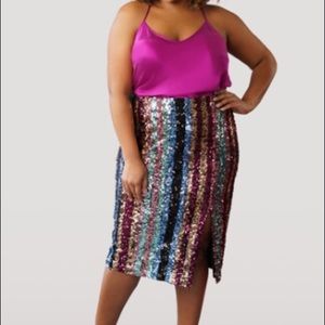 Striped Sequin Skirt